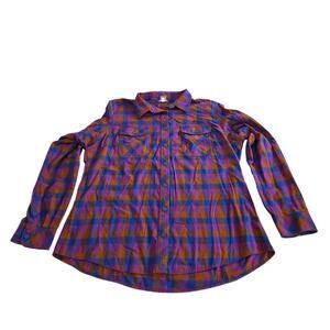 Duluth Trading Co Free Swing Plaid Flannel Button-Up Shirt Women’s Plus Size 2XL